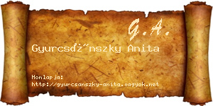 Gyurcsánszky Anita névjegykártya